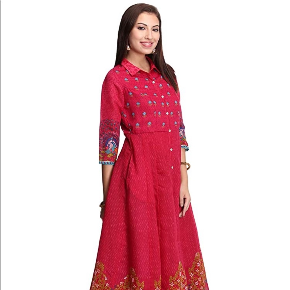 Wine Art Silk Kalidar Kurta Dress (Size=32) BIBA